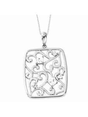 Beautiful Sterling Silver CZ /& Simulated Cats Eye Believe You Can 18in Necklace